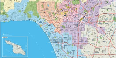 Mapa velká mapa Los Angeles